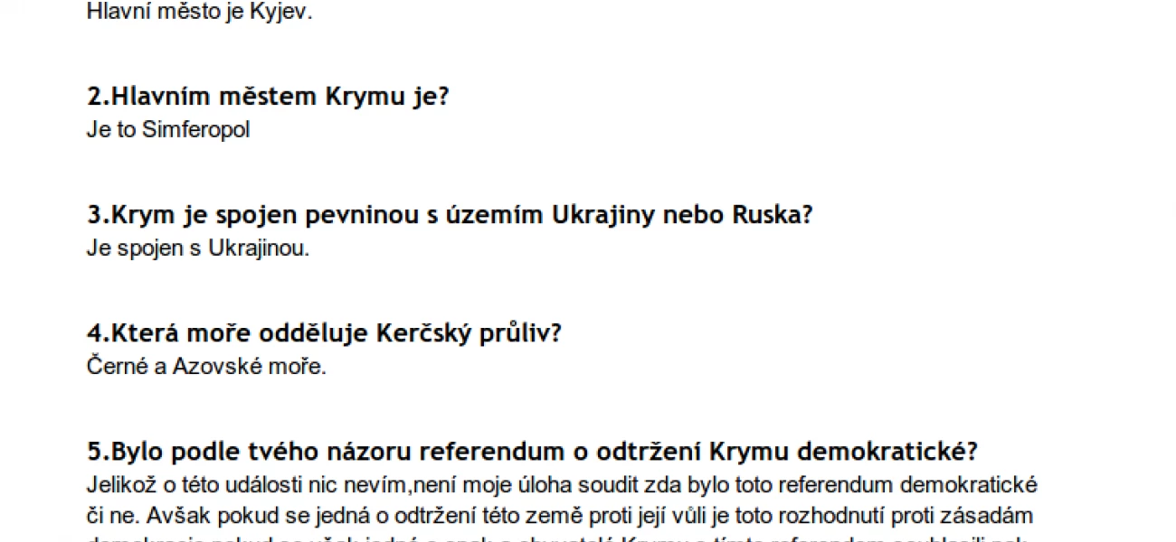Projektová výuka k aktuálnímu dění - Učíme se o Krymu Projektová výuka k aktuálnímu dění - Učíme se o Krymu