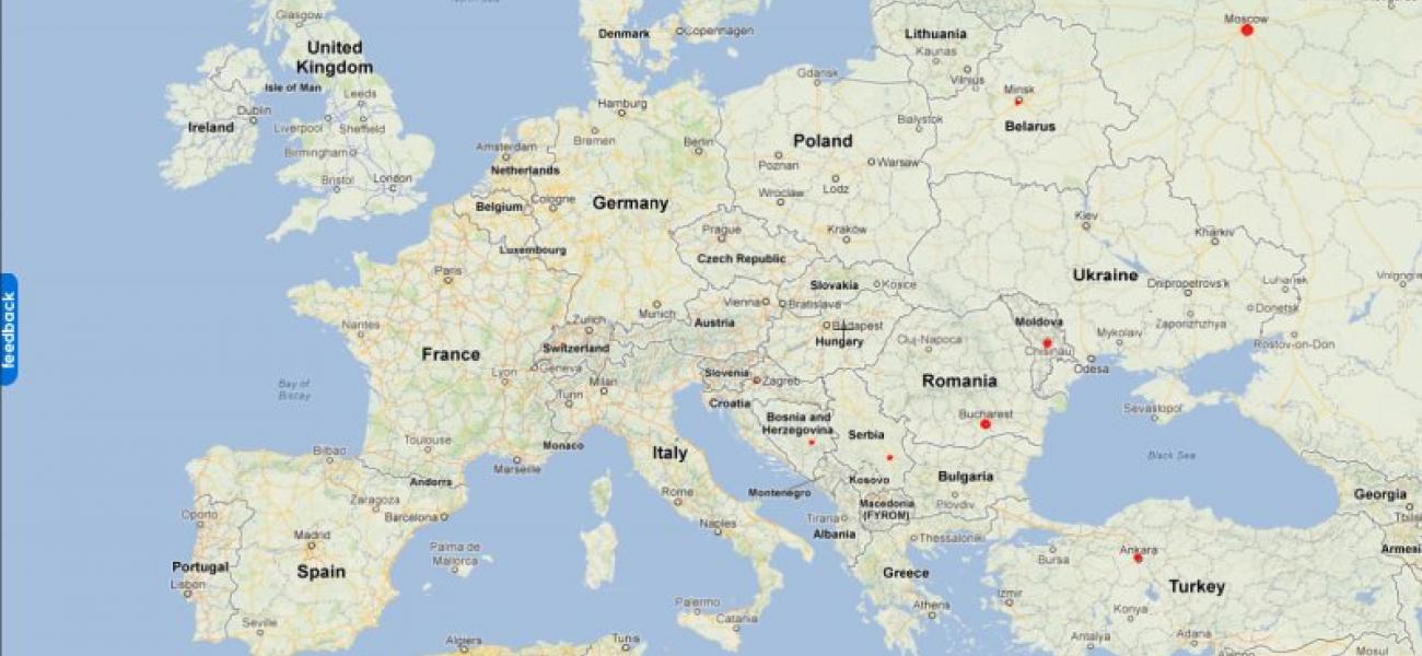 Hlavní města Evropy států, které nejsou členy EU