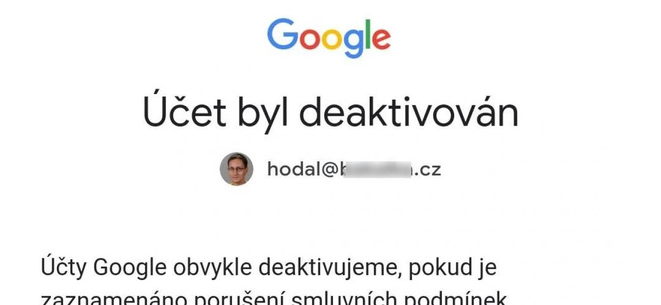 Google - váš účet byl deaktivován Google - váš účet byl deaktivován