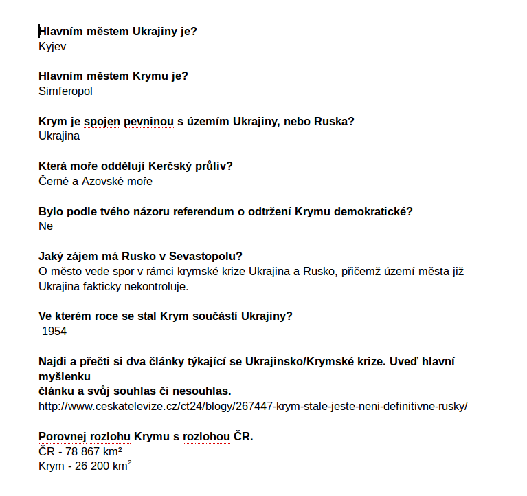 Projektová výuka k aktuálnímu dění - Učíme se o Krymu