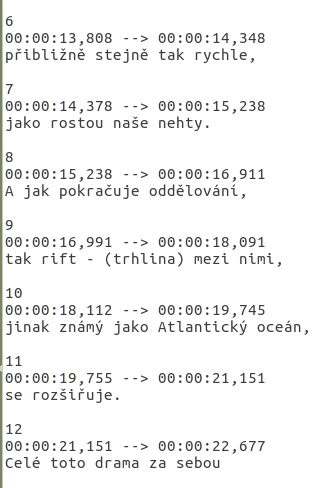 Finální verze titulků ve formátu srt