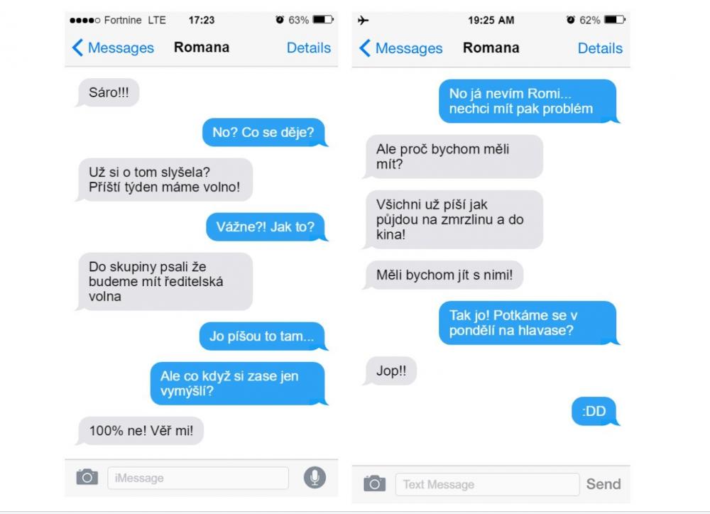 Falešná SMS konverzace