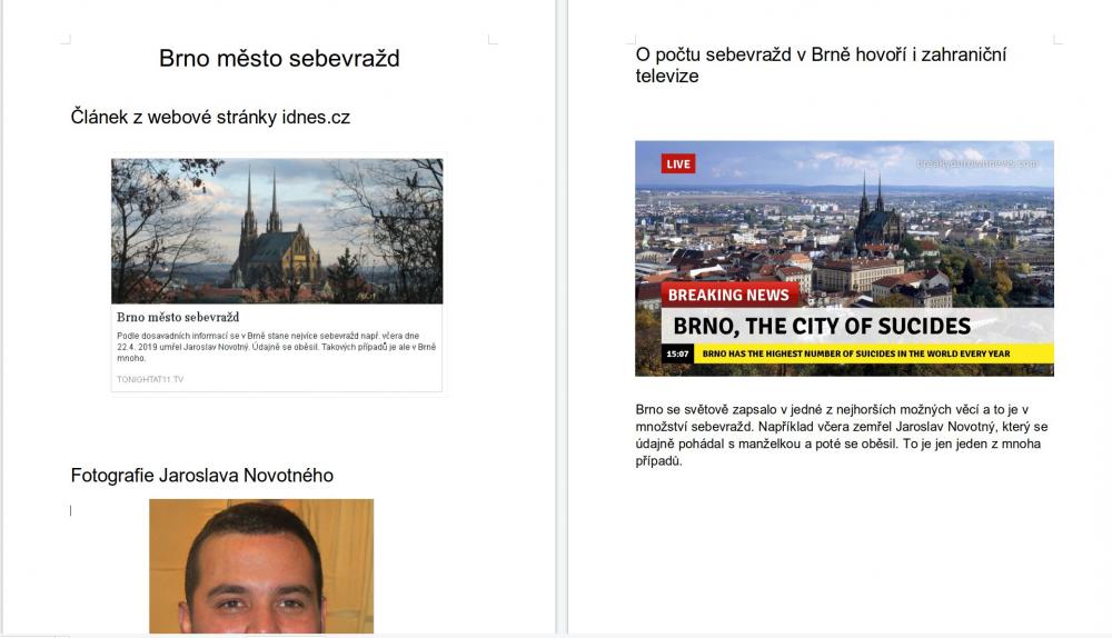 Příklad fakenews - Brno