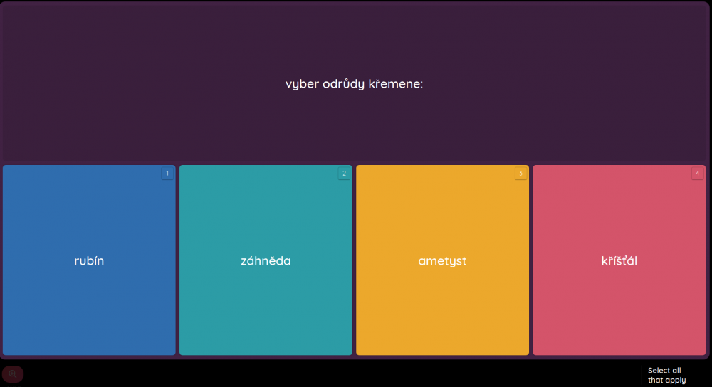 Quizizz - takto vidí otázku žák