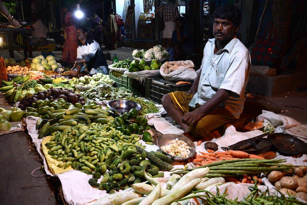 Večerní trh v Srirangam, Tamilnádu