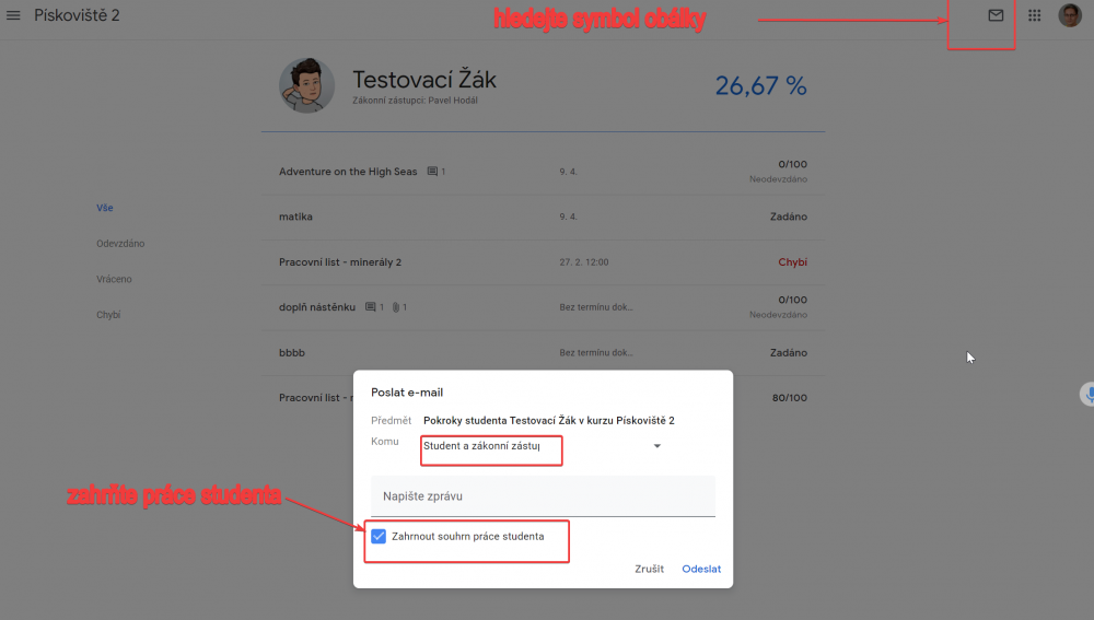 Mimořádný report o studiu v Kurzu Google Classroom